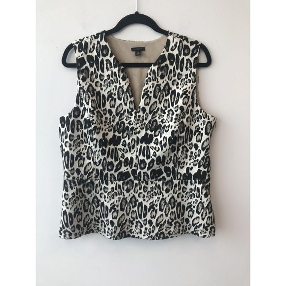 Ann Taylor Size 14 Cream Leopard Print Blouse - Picture 1 of 3